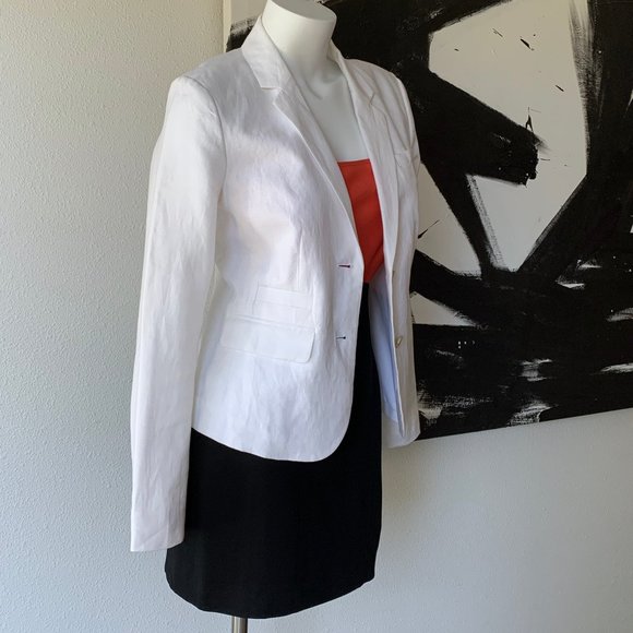 _ Banana Republic Vintage White Linen Tailored Suit Blazer - size 6 - Picture 9 of 12